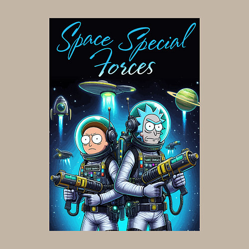 Мужской свитшот Rick and Morty - space special forces / Миндальный – фото 3