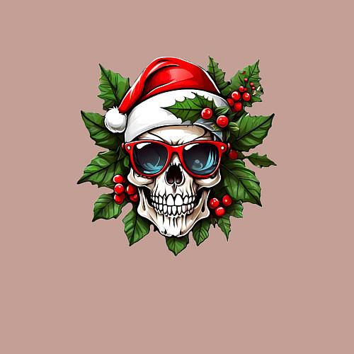 Мужской свитшот Рождественский венок с черепом / Пыльно-розовый – фото 3