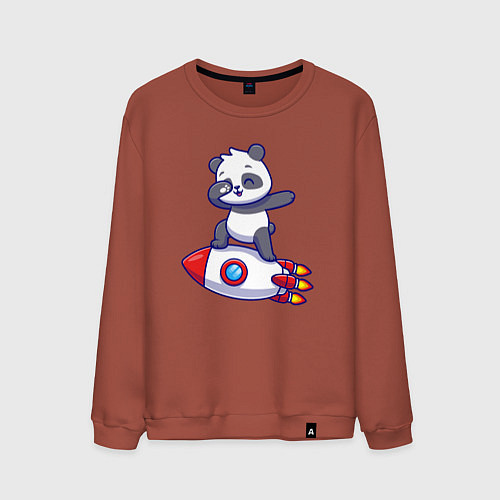 Мужской свитшот Rocket panda / Кирпичный – фото 1