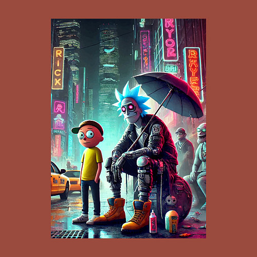 Мужской свитшот Rick and Morty are homeless people from New York / Кирпичный – фото 3