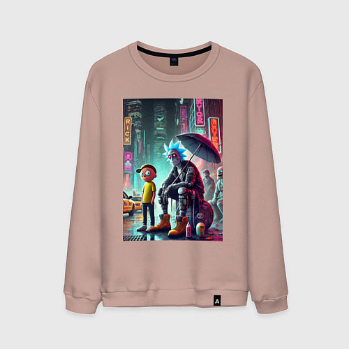 Мужской свитшот Rick and Morty are homeless people from New York / Пыльно-розовый – фото 1