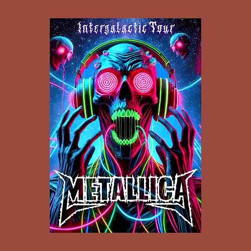 Мужской свитшот Metallica - playbill of the intergalactic tour / Кирпичный – фото 3