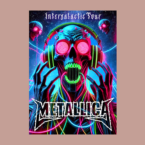 Мужской свитшот Metallica - playbill of the intergalactic tour / Пыльно-розовый – фото 3