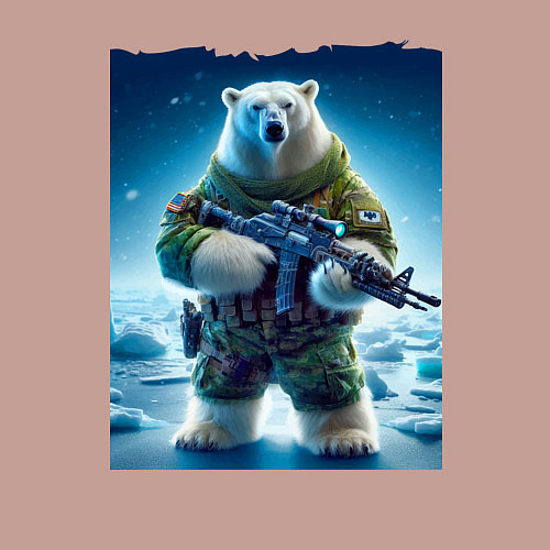 Мужской свитшот Polar bear - special forces / Пыльно-розовый – фото 3