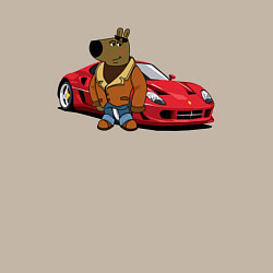 Свитшот хлопковый мужской Чиловый парень на красном автомобиле, цвет: миндальный — фото 2