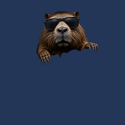 Свитшот хлопковый мужской Выглядывающая капибара в очках, цвет: тёмно-синий — фото 2