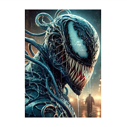 Свитшот хлопковый мужской Веном в профиль - нейроарт фантазия, цвет: белый — фото 2