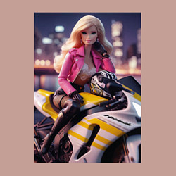 Свитшот хлопковый мужской Barbie on a Kawasaki sports motorcycle, цвет: пыльно-розовый — фото 2