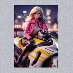 Свитшот хлопковый мужской Barbie on a Kawasaki sports motorcycle, цвет: меланж — фото 2