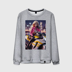 Мужской свитшот Barbie on a Kawasaki sports motorcycle