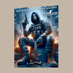 Свитшот хлопковый мужской One shot one kill no luck just skill - motto, цвет: миндальный — фото 2