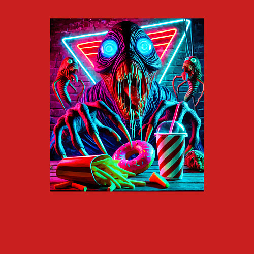 Мужской свитшот Последствие употребления фастфуда / Красный – фото 3