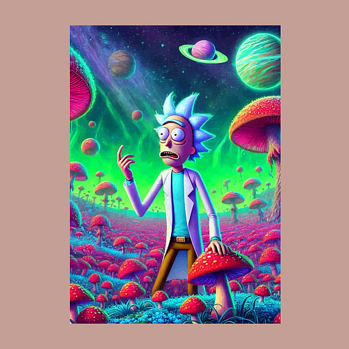 Мужской свитшот Рик потерял Морти на грибной планете / Пыльно-розовый – фото 3