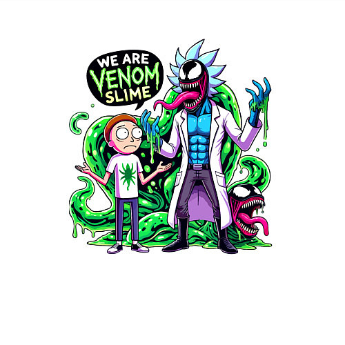 Мужской свитшот We are Venom slime - Rick and Morty / Белый – фото 3