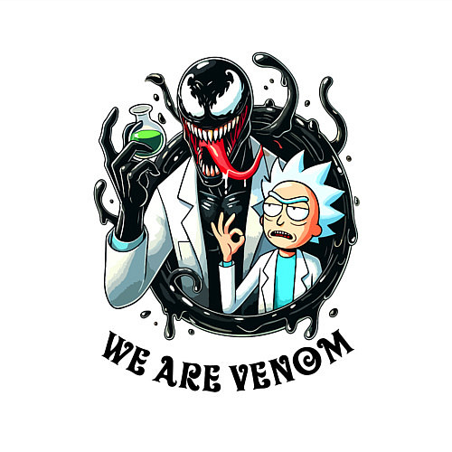 Мужской свитшот Venom slime and Rick - collaboration / Белый – фото 3