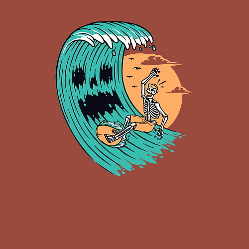 Мужской свитшот Skeletor surfer / Кирпичный – фото 3