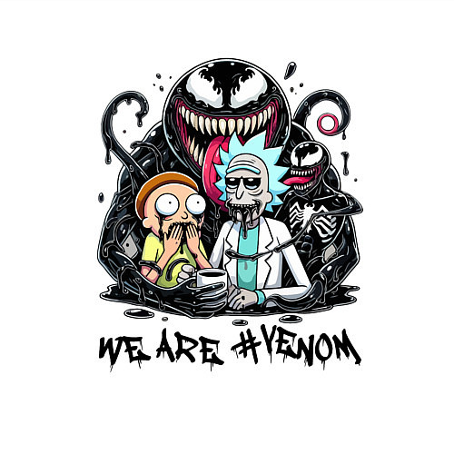 Мужской свитшот Morty and Rick - we are Venom meme / Белый – фото 3