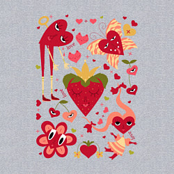 Свитшот хлопковый мужской Сердца коллаж, цвет: меланж — фото 2