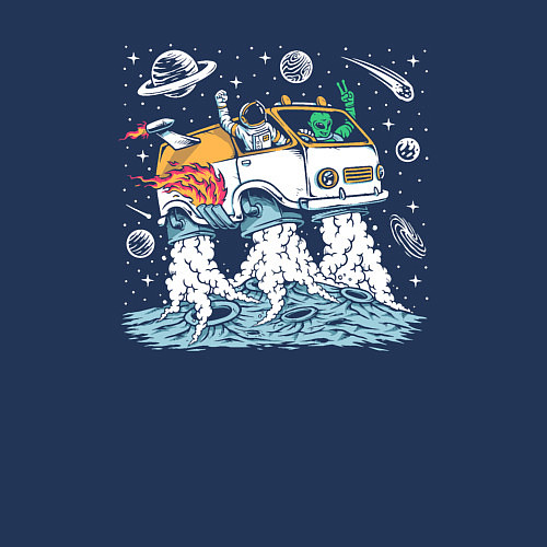 Мужской свитшот Космический автомобиль / Тёмно-синий – фото 3