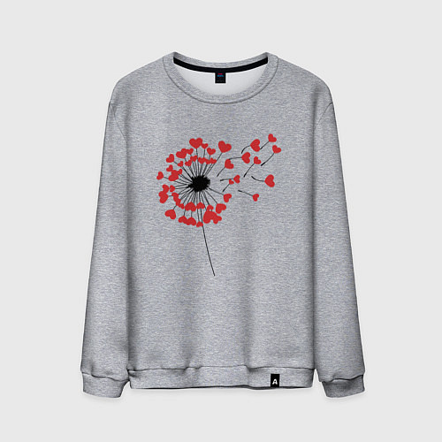 Мужской свитшот Одуванчик - сердечки / Меланж – фото 1