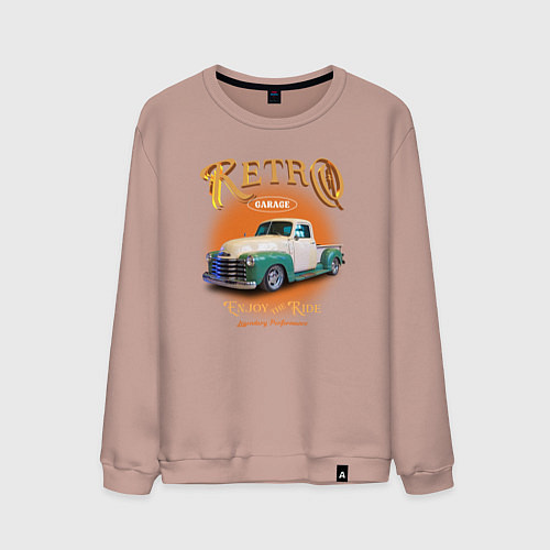 Мужской свитшот Ретро гараж и автомобиль Chevrolet Thriftmaster / Пыльно-розовый – фото 1