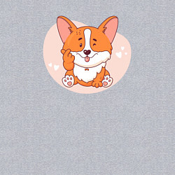 Свитшот хлопковый мужской Щенок корги показывает лапой жест - сердечко, цвет: меланж — фото 2