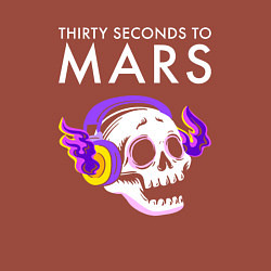 Свитшот хлопковый мужской Thirty Seconds to Mars - неоновый череп, цвет: кирпичный — фото 2