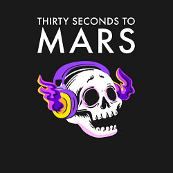 Свитшот хлопковый мужской Thirty Seconds to Mars - неоновый череп, цвет: черный — фото 2