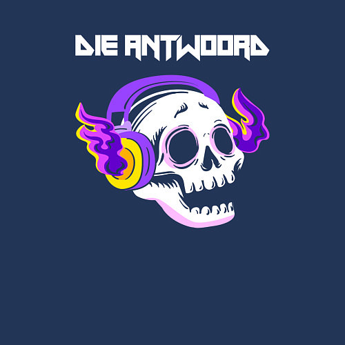 Мужской свитшот Die Antwoord - неоновый череп / Тёмно-синий – фото 3