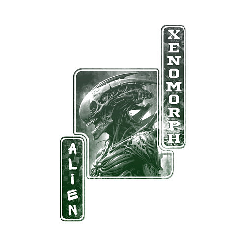 Мужской свитшот Иллюстрация ксеноморфа / Белый – фото 3