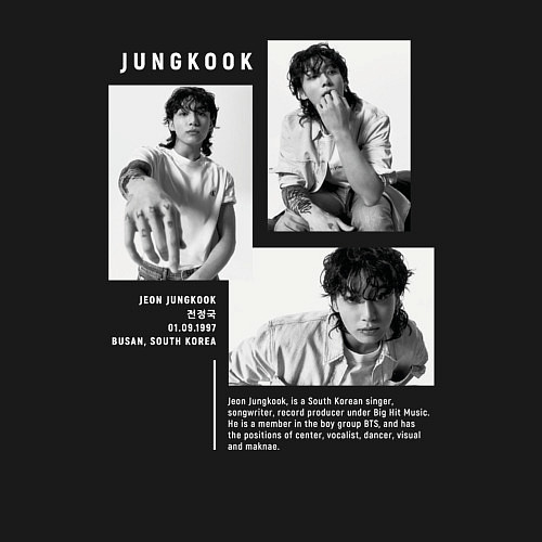 Мужской свитшот Jungkook bts black-white / Черный – фото 3