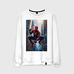Свитшот хлопковый мужской Spider Man на страже справедливости, цвет: белый