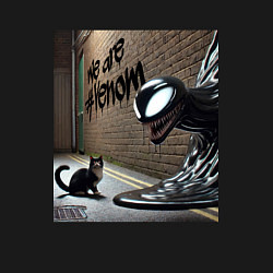 Свитшот хлопковый мужской Cat and Symbiote - we are Venom meme, цвет: черный — фото 2