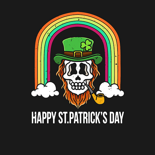 Мужской свитшот Happy St Patricks day - skull / Черный – фото 3