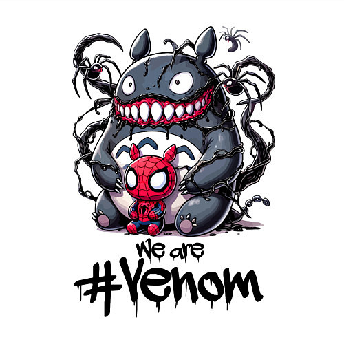 Мужской свитшот Totoro-Venom and Spider-man / Белый – фото 3