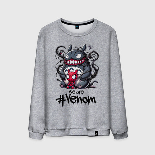 Мужской свитшот Totoro-Venom and Spider-man / Меланж – фото 1