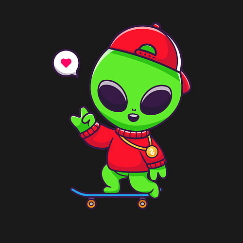 Мужской свитшот Пришелец скейтбордист / Черный – фото 3