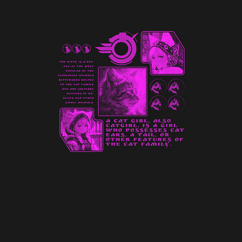 Мужской свитшот Кошки-девушки и котёнок / Черный – фото 3