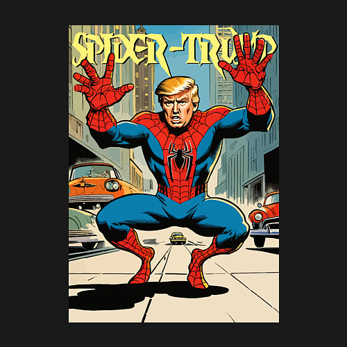 Мужской свитшот Spider-Trump in New York / Черный – фото 3