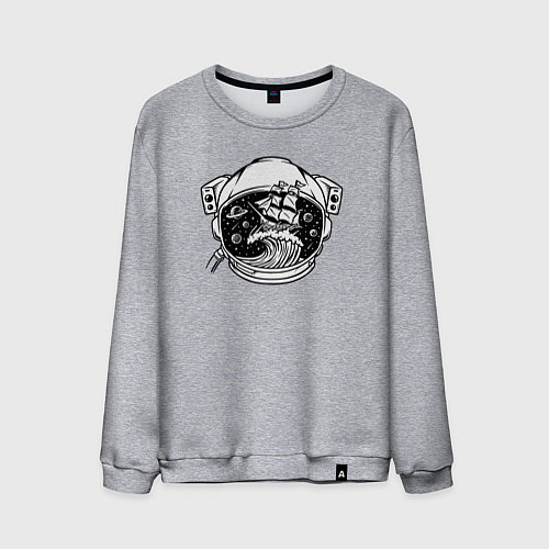 Мужской свитшот Кораблик в скафандре / Меланж – фото 1