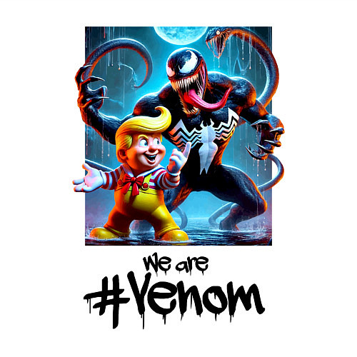 Мужской свитшот Donald Trump and Venom - meme / Белый – фото 3