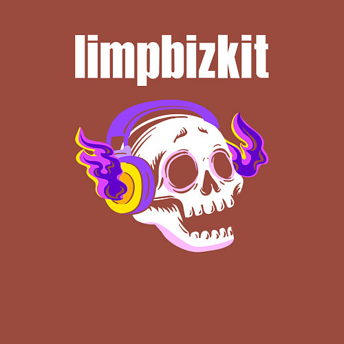 Мужской свитшот Limp Bizkit - неоновый череп / Кирпичный – фото 3