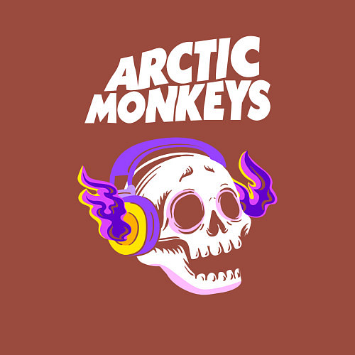 Мужской свитшот Arctic Monkeys - неоновый череп / Кирпичный – фото 3