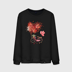 Мужской свитшот Велосипед с сердечным деревом и цветами
