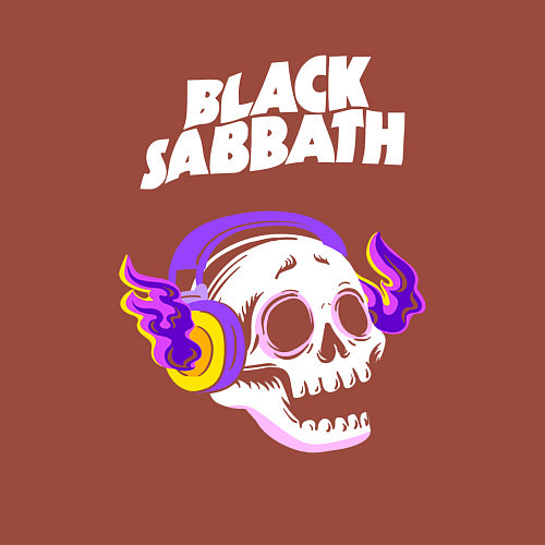 Мужской свитшот Black Sabbath - неоновый череп / Кирпичный – фото 3