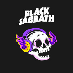 Свитшот хлопковый мужской Black Sabbath - неоновый череп, цвет: черный — фото 2
