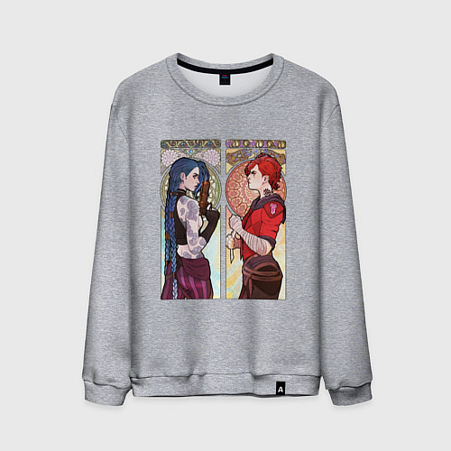 Мужской свитшот Ви и Джинкс - Аркейн / Меланж – фото 1