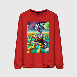 Мужской свитшот Рик Санчес медитирует на утиной планете - нейроарт