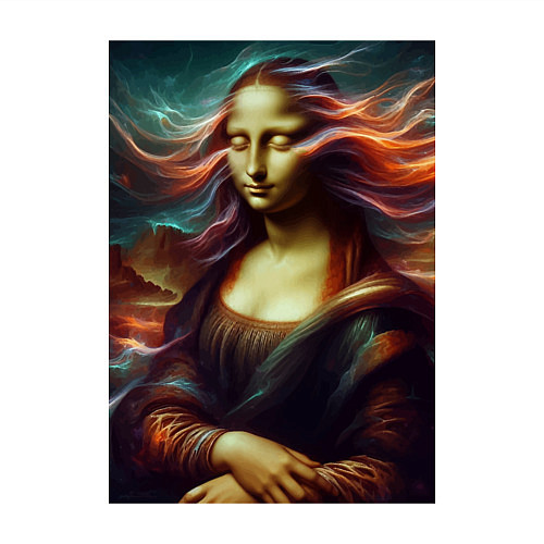 Мужской свитшот Мона Лиза закрыла глаза / Белый – фото 3