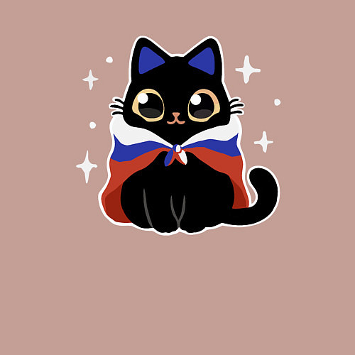 Мужской свитшот Кот с флагом / Пыльно-розовый – фото 3